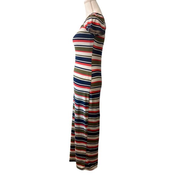 Striped Short Sleeve Maxi Dress By TMG New York Multicolor Size S - Picture 2 of 7